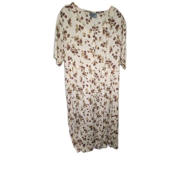 Vtg Select Floral Button Front Maxi Dress 3X Cottagecore Prairie Grunge 90s - Picture 2 of 8